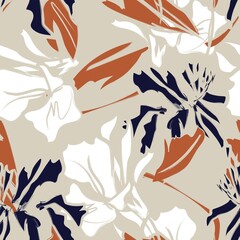 Deken met foto Beige patronen Floral Brush strokes Seamless Pattern Background  © Siu-Hong Mok
