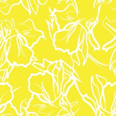 Fotobehang Geel patronen Bloemen penseelstreken patroon artistiek  © Siu-Hong Mok