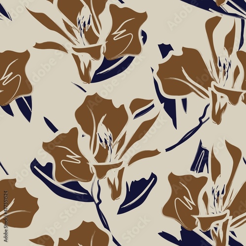 Floral Brush strokes Seamless Pattern Background