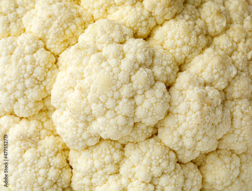 Close up of fresh whole cauliflower. Macro background.