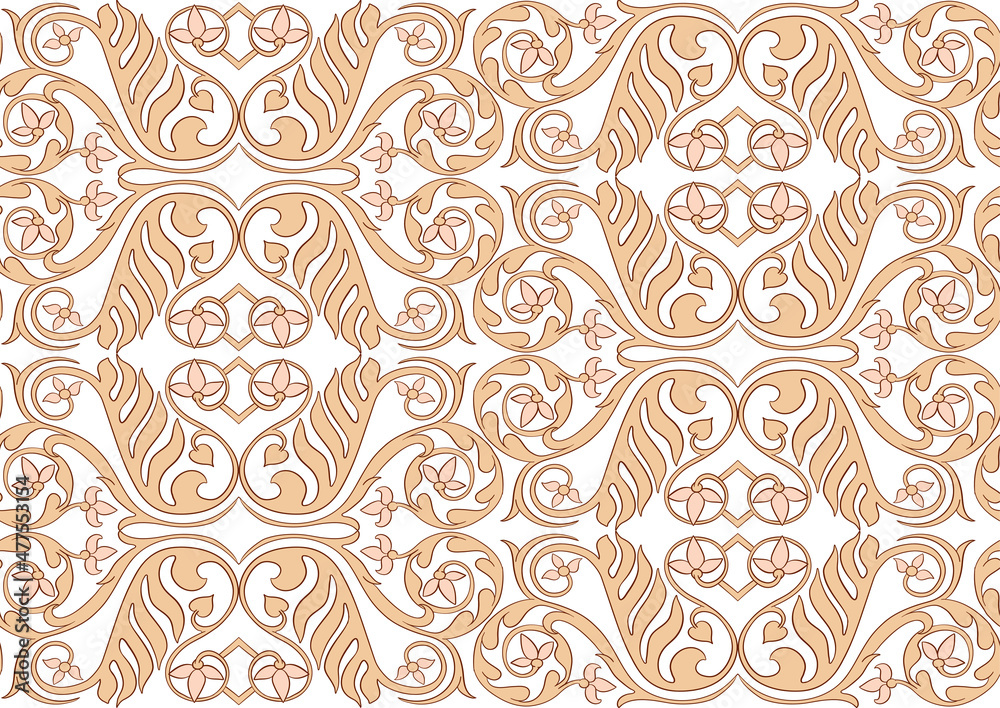Interlacing abstract ornament in the medieval, romanesque style. Seamless pattern, background. Outline vector illustration. Interlacing abstract ornament in the medieval, romanesque style. Seamless pattern, background. Outline vector illustration.