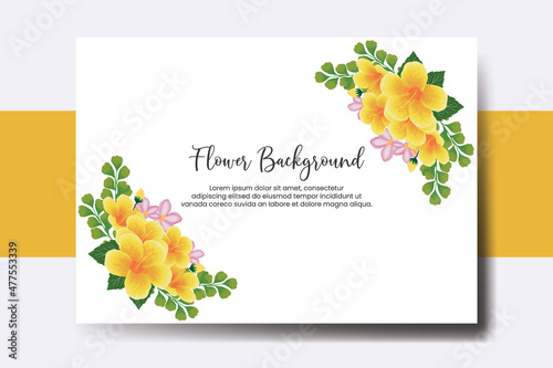 Fototapeta Naklejka Na Ścianę i Meble -  Wedding banner flower background, Digital watercolor hand drawn Yellow Hibiscus Flower design Template