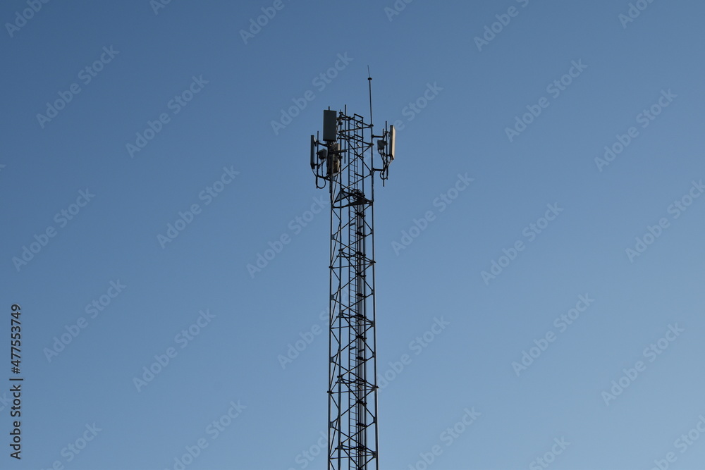 Telecommunication tower of 4G and 5G cellular. Antenna transmission communication. Cell phone signal base station. Telecommunication tower of 4G and 5G cellular. Antenna transmission communication. Cell phone signal base station.