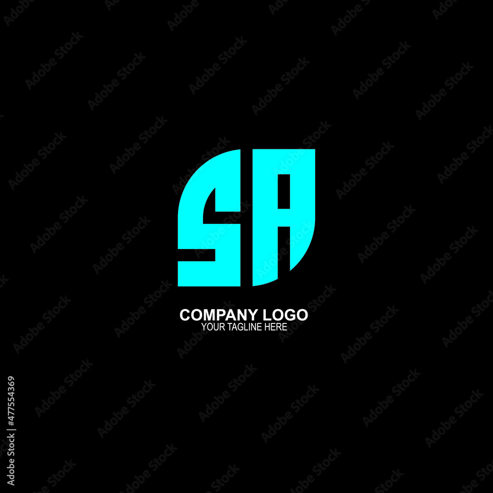 SA and AS logo design with black background SA and AS logo design with black background