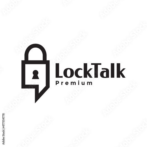 padlock with chat talk logo design vector graphic symbol icon sign illustration creative idea
