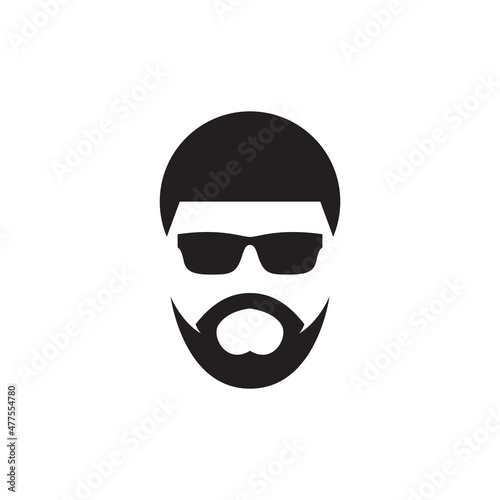 man hairstyle cool with beard and sunglasses logo design vector graphic symbol icon sign illustration creative idea