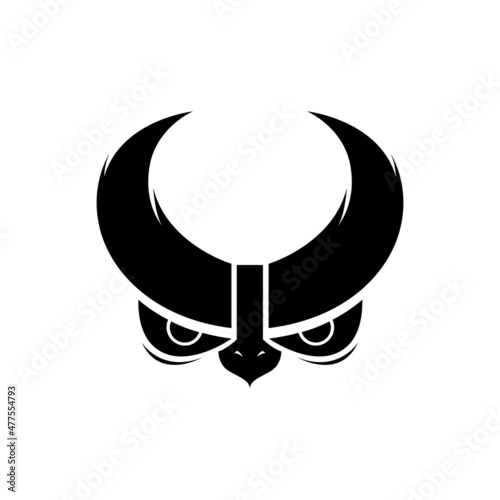 black head long eyebrows owl logo design vector graphic symbol icon sign illustration creative idea