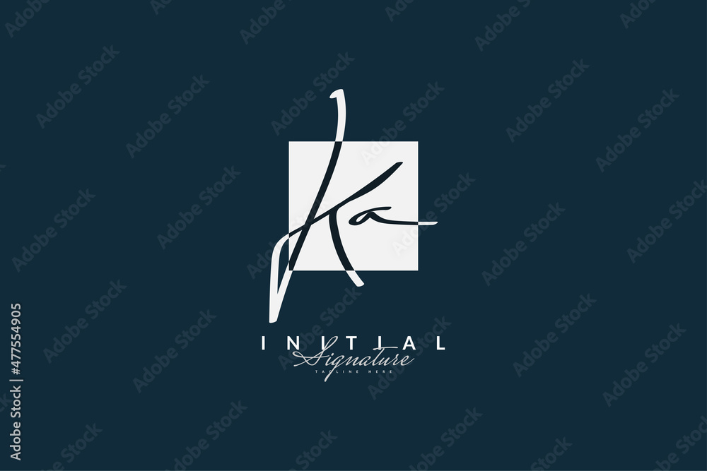 KA Initial Signature Logo or Symbol with Handwriting Style for Wedding, Fashion, Jewelry, Boutique, Botanical, Floral and Business Identity - obrazy, fototapety, plakaty 