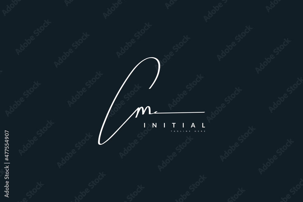 CM Initial Signature Logo or Symbol with Handwriting Style for Wedding, Fashion, Jewelry, Boutique, Botanical, Floral and Business Identity - obrazy, fototapety, plakaty 
