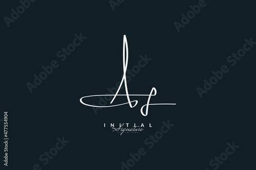 AJ or AF Initial Logo Design with Handwriting Style. AJ or AF Signature Logo or Symbol. Calligraphic lettering photo