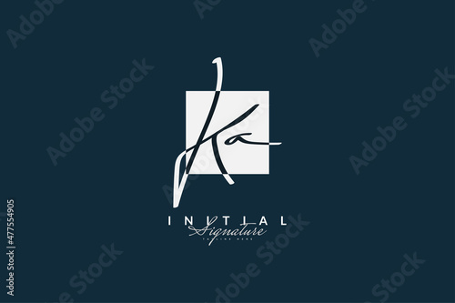 KA Initial Signature Logo or Symbol with Handwriting Style for Wedding, Fashion, Jewelry, Boutique, Botanical, Floral and Business Identity photo