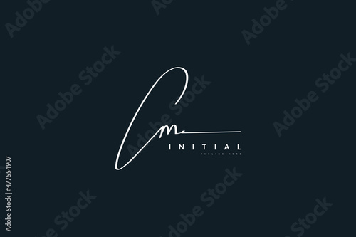 CM Initial Signature Logo or Symbol with Handwriting Style for Wedding, Fashion, Jewelry, Boutique, Botanical, Floral and Business Identity photo