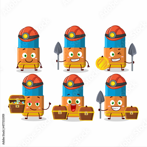 miners orange eraser cute mascot character wearing helmet