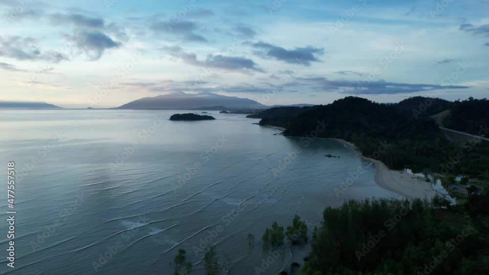 The Telok Teluk Melano Coastline and Serabang Beach at the most southern tip of the Tanjung Datu part of Sarawak and Borneo Island The Telok Teluk Melano Coastline and Serabang Beach at the most southern tip of the Tanjung Datu part of Sarawak and Borneo Island