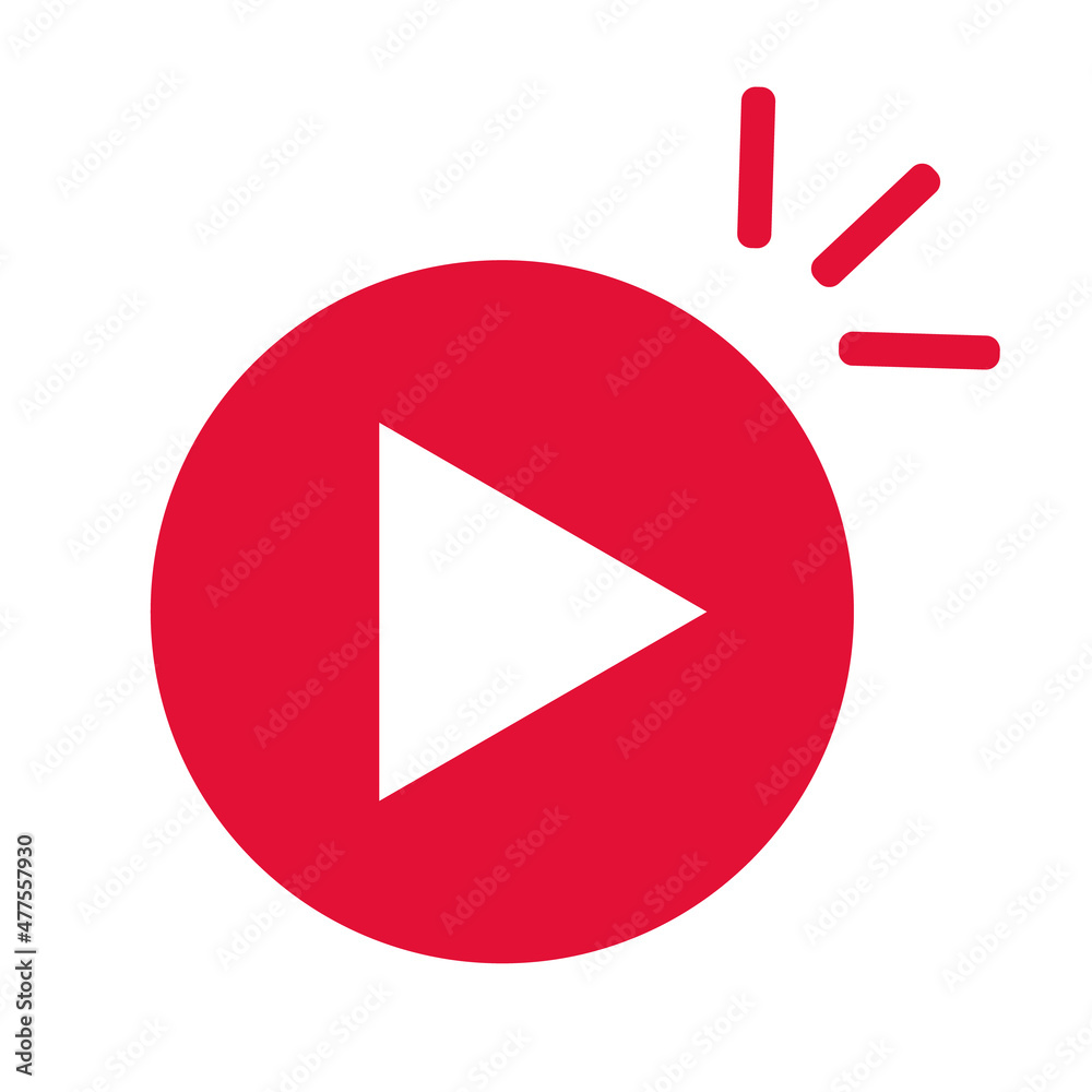 Red pop-up play button icon. Vector. Red pop-up play button icon. Vector.