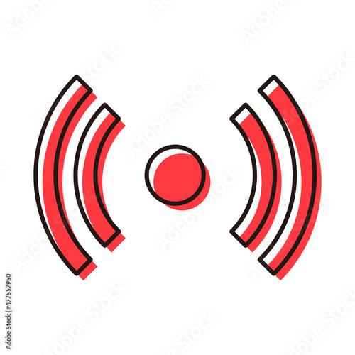 Red stylish radio icon. Vector.