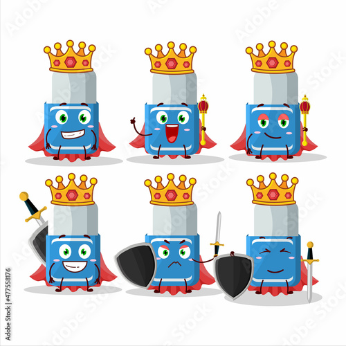 A Charismatic King blue eraser cartoon character wearing a gold crown
