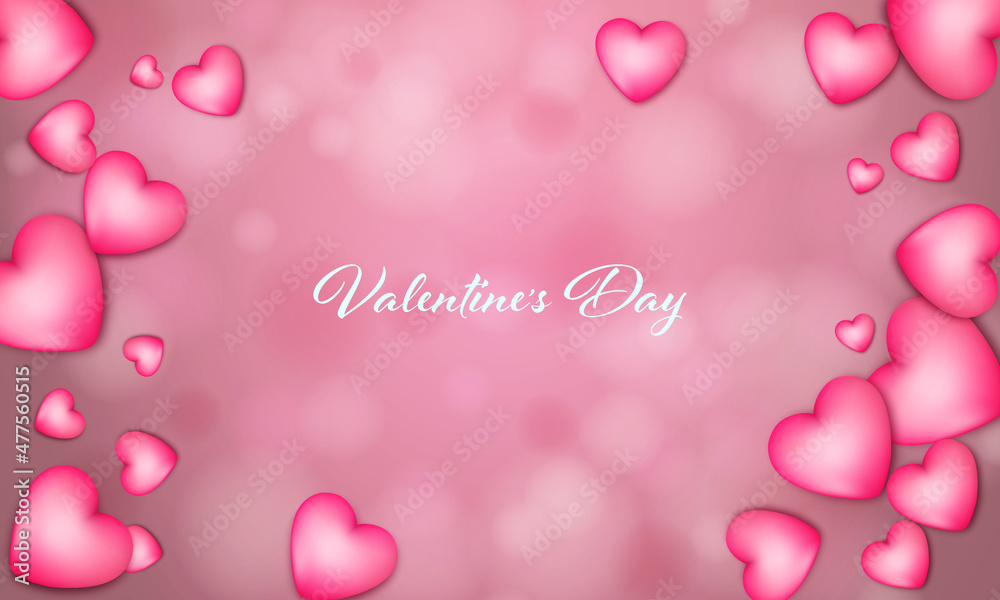 Valentine's day background with hearts. Romantic decor elements. Background with falling hearts Vector illustration