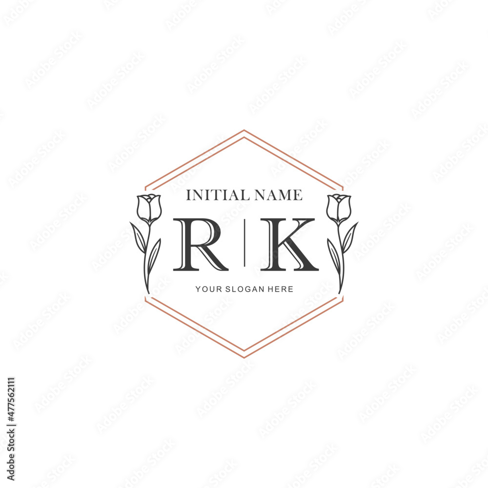 RK Hand drawn wedding monogram logo	