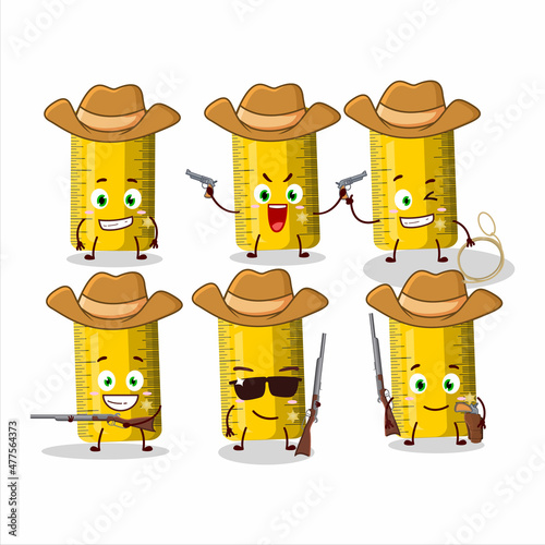 Cool cowboy yellow ruler cartoon character with a cute hat