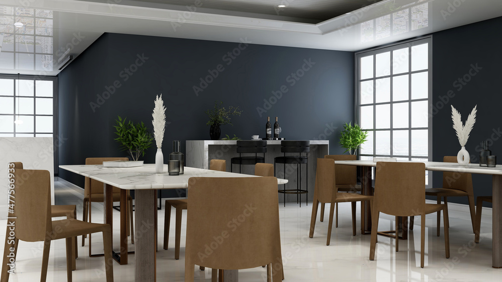 luxury restaurant 3d design interior for wall mockup