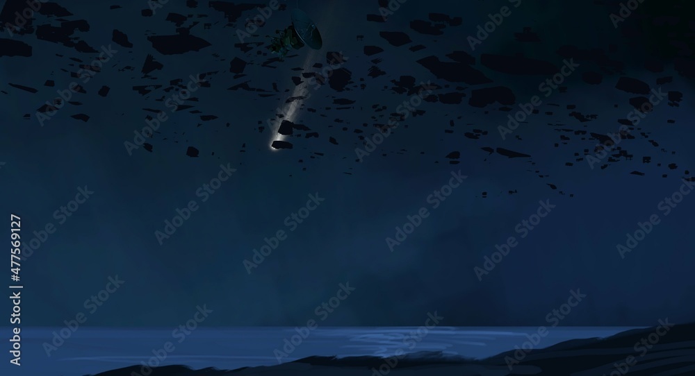 Bright star in deep, cold space. Blue empty universe art. Science fiction illustration. Bright star in deep, cold space. Blue empty universe art. Science fiction illustration.