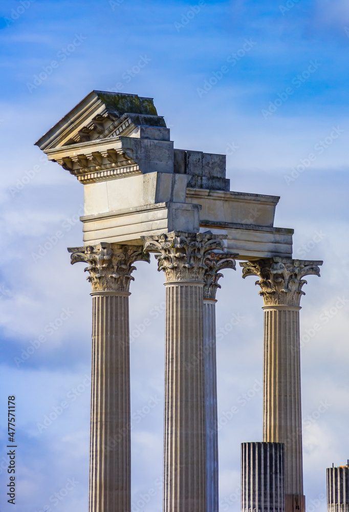 Ruins of the roman temple in the archeological park of Xanten, Germany