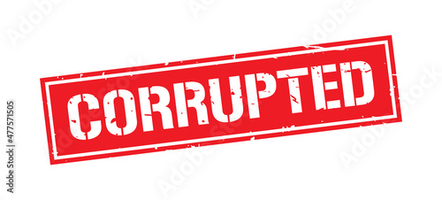 Grunge red corrupted word square stamp sign isolated on white background
