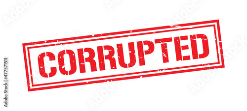 Corrupted word stamp symbol isolated on white background. Grunge red rubber stamps sign.