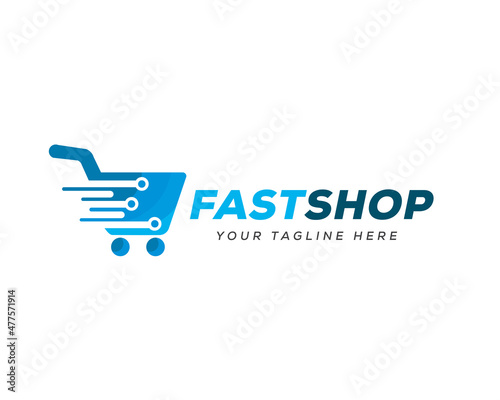 fast moving delivery digital shop logo template illustration