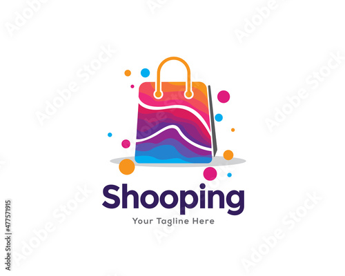 party shop promotion shopping bag logo template illustration