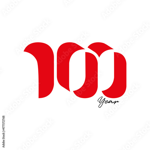 100 years logo. 100 year old red vector illustration. 100 creative and distinctive logos.