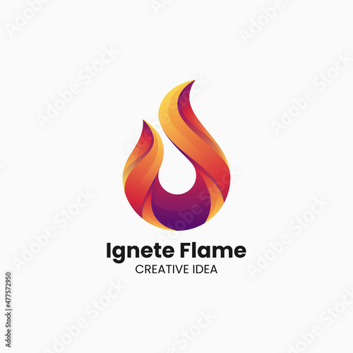 Vector Logo Illustration Ignite Flame Gradient Colorful Style.
