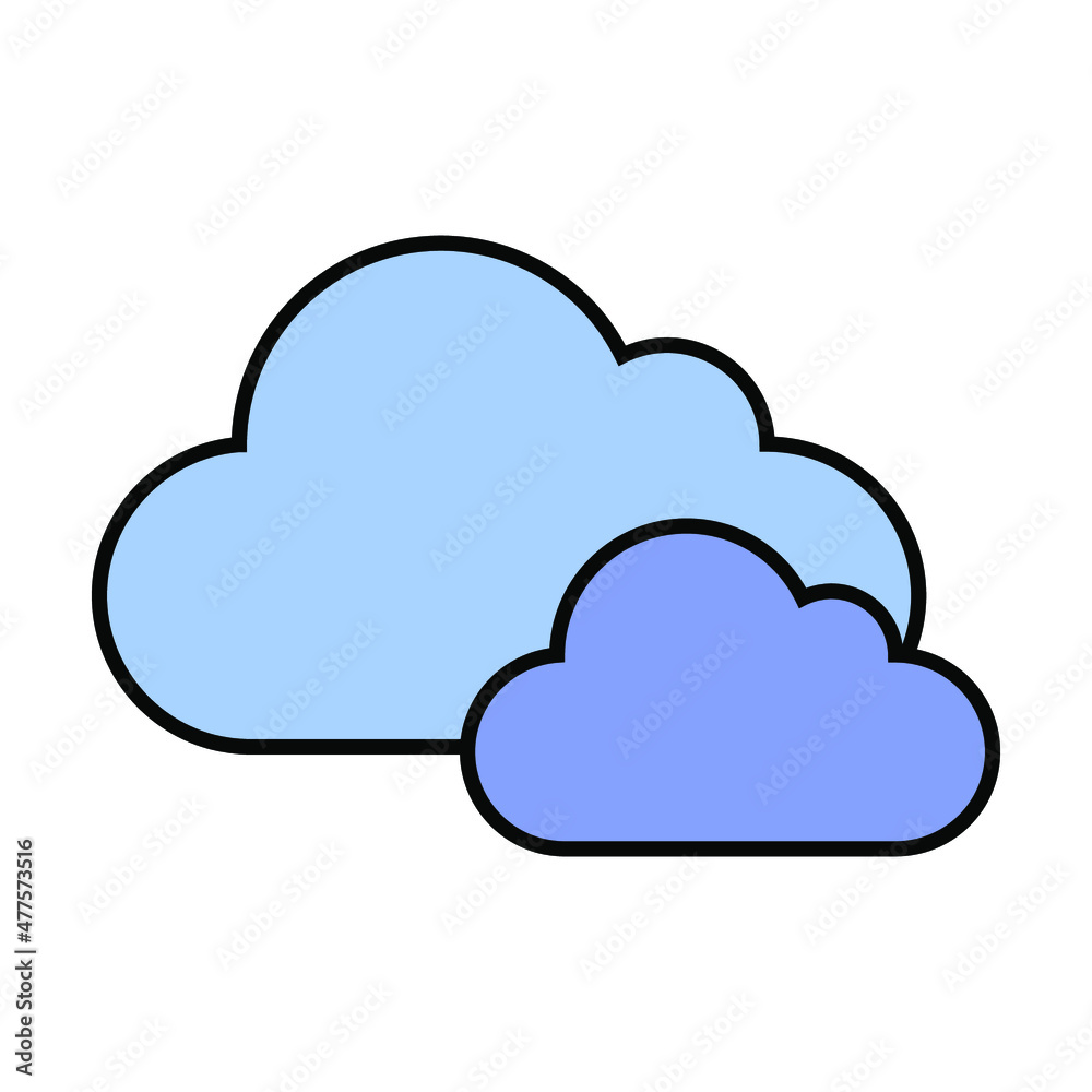 Two blue clouds icon. Simple design. Cartoon art. Outline symbol. Weather forecast. Vector illustration. Stock image. EPS 10. Two blue clouds icon. Simple design. Cartoon art. Outline symbol. Weather forecast. Vector illustration. Stock image. EPS 10.