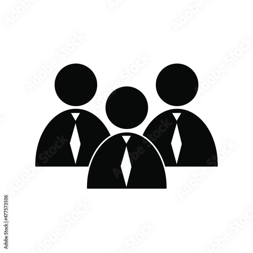 Businessmans group silhouette. Tie icon. Corporate portrait. Leadership team. Hand art. Vector illustration. Stock image. EPS 10.