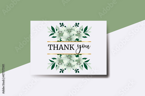 Thank you card Greeting Card Lily Flower Design Template
