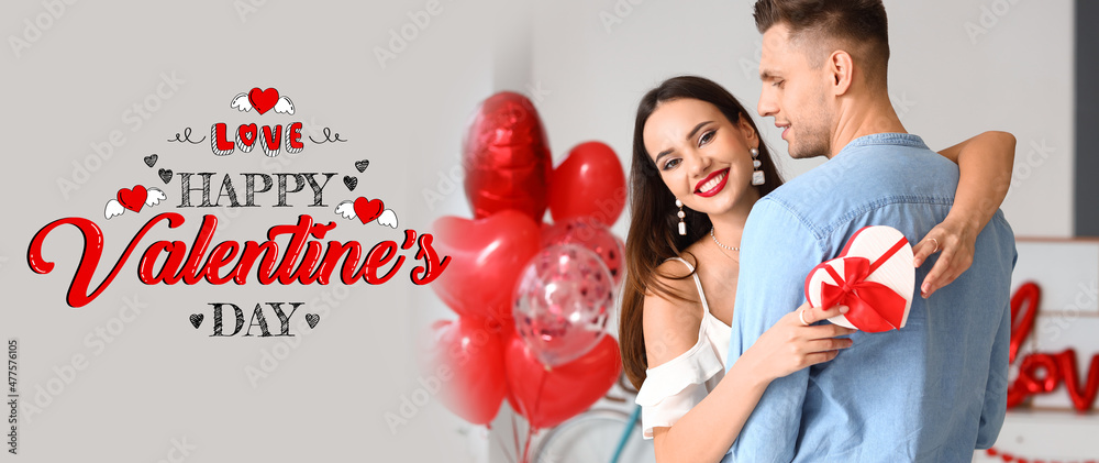 Foto de Beautiful greeting card for Happy Valentines Day with young ...