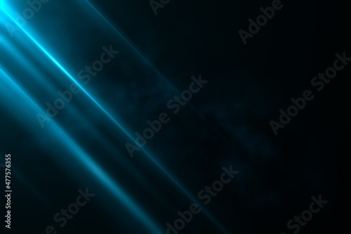 Creative dark digital background with glowing blue light, smoke and mock up place. Design and technology concept. 3D Rendering.