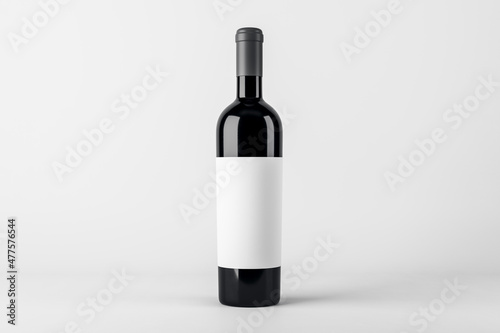 Fototapeta Blank wine botte with mock up place on white background