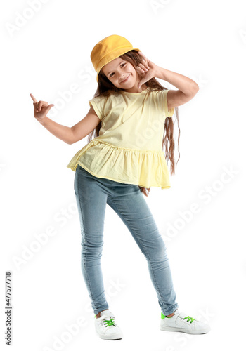 Cute little girl in bucket ...