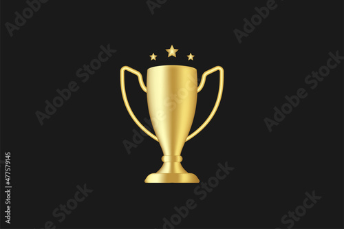 3d trophy cup vector design. Champion cup winner trophy award