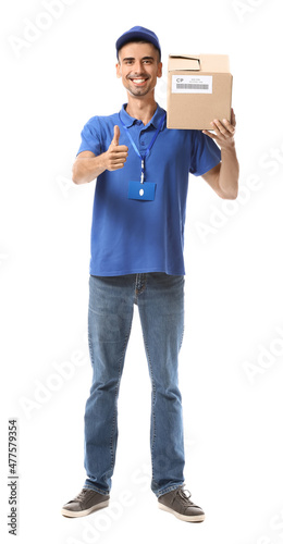 Male courier with parcel sh...