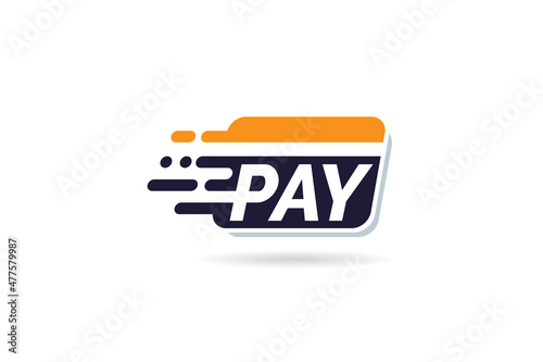 Digital wallet logo design template with pixel effect. Logo concept of credit card, crypto wallet, fast online payment.