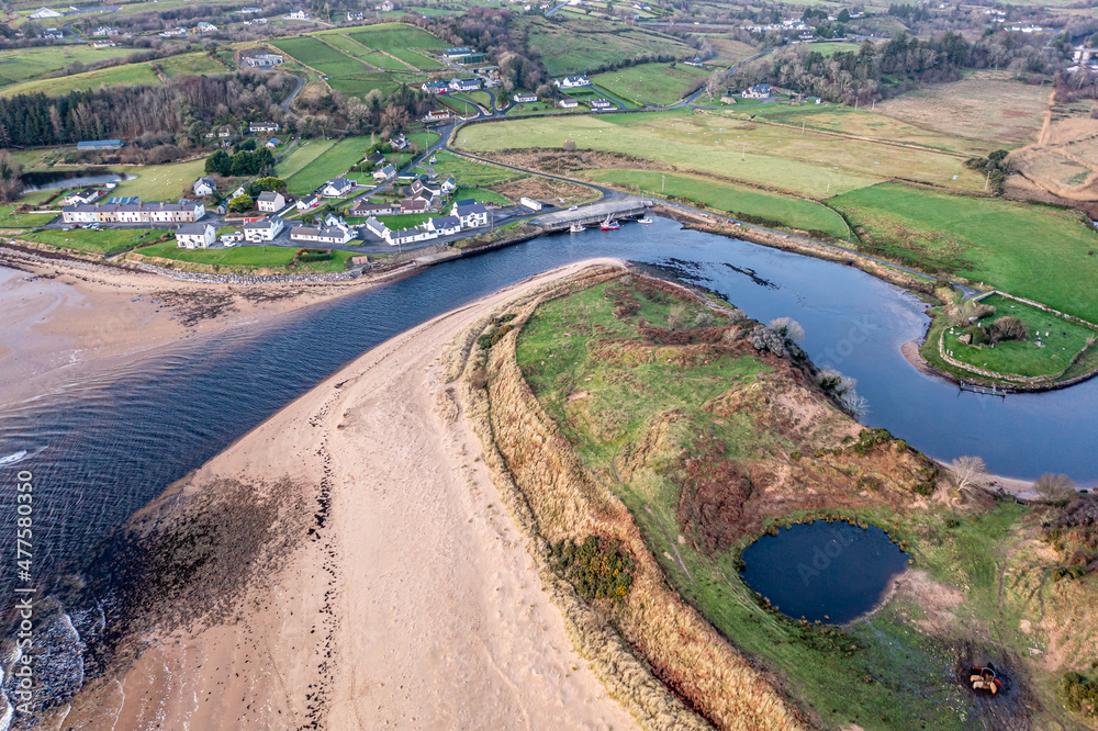 Aerial view of the village Inver in County Donegal - Ireland.