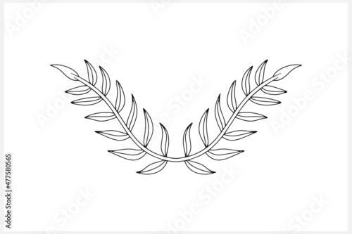 Doodle wreath icon isolated. Sketch eco clipart. Branch with leaf. Frame, border for design. Vector stock illustration. EPS 10