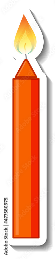 Orange candle with light cartoon sticker