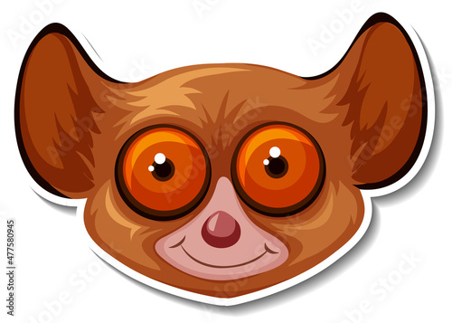 Head of Mouse lemur animal cartoon sticker