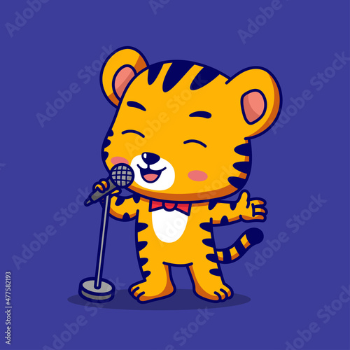 Cute Tiger Singing Cartoon