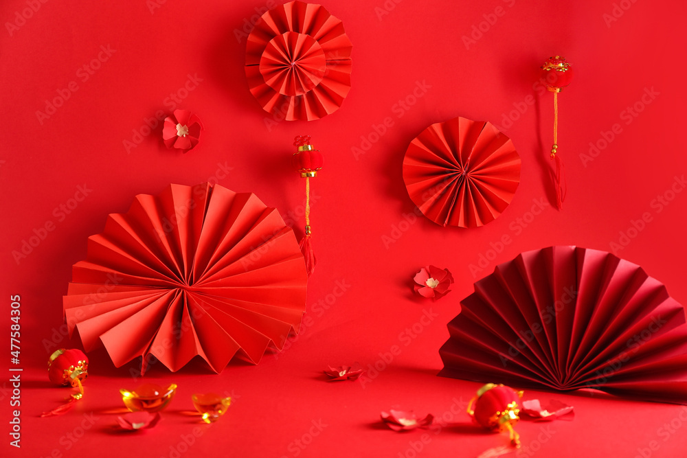Beautiful Chinese composition on color background