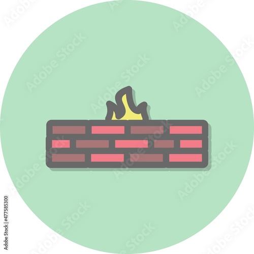 Firewall Line Filled Circle Vector Icon Design
